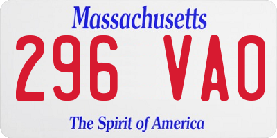 MA license plate 296VA0