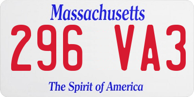MA license plate 296VA3