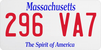 MA license plate 296VA7