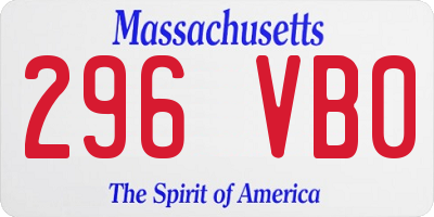 MA license plate 296VB0
