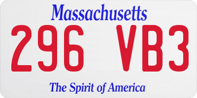 MA license plate 296VB3