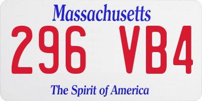 MA license plate 296VB4