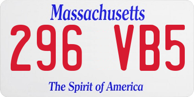 MA license plate 296VB5