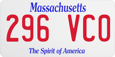 MA license plate 296VC0