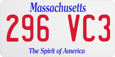 MA license plate 296VC3