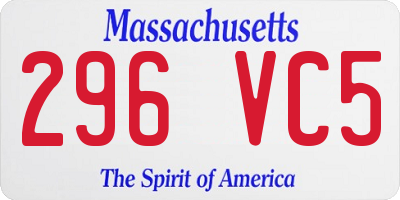 MA license plate 296VC5