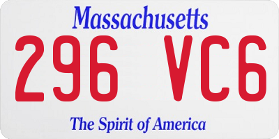 MA license plate 296VC6