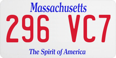 MA license plate 296VC7