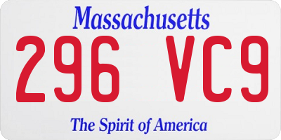 MA license plate 296VC9