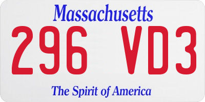 MA license plate 296VD3