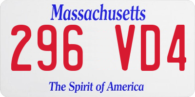 MA license plate 296VD4