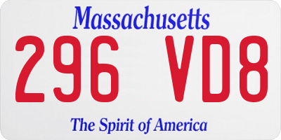 MA license plate 296VD8