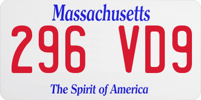 MA license plate 296VD9