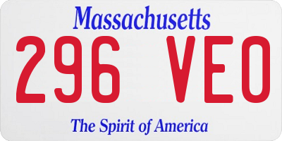 MA license plate 296VE0