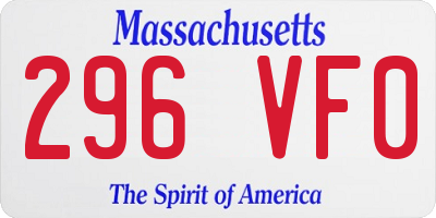 MA license plate 296VF0