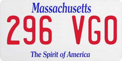 MA license plate 296VG0
