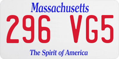 MA license plate 296VG5