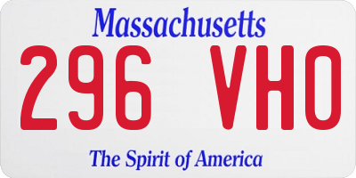 MA license plate 296VH0