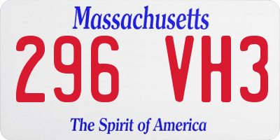 MA license plate 296VH3
