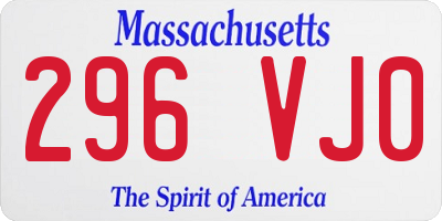 MA license plate 296VJ0