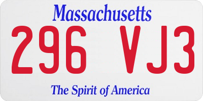 MA license plate 296VJ3