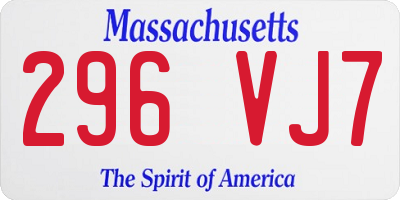 MA license plate 296VJ7