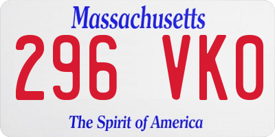 MA license plate 296VK0