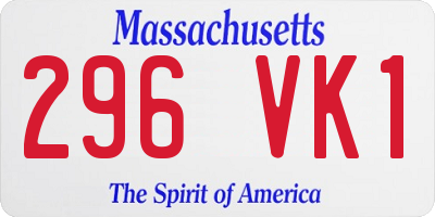 MA license plate 296VK1