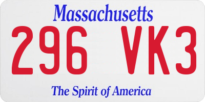 MA license plate 296VK3
