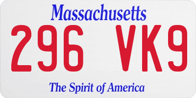 MA license plate 296VK9