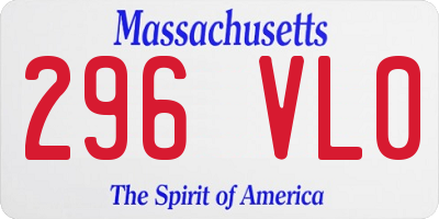 MA license plate 296VL0