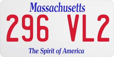 MA license plate 296VL2