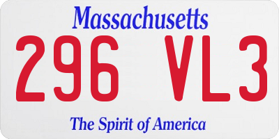 MA license plate 296VL3