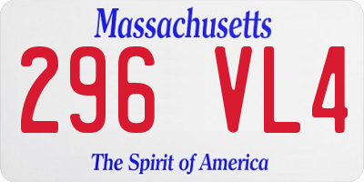 MA license plate 296VL4