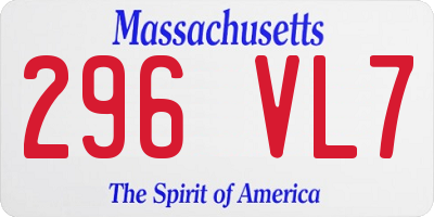 MA license plate 296VL7