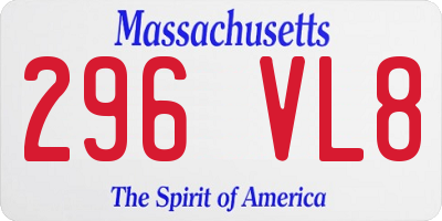 MA license plate 296VL8