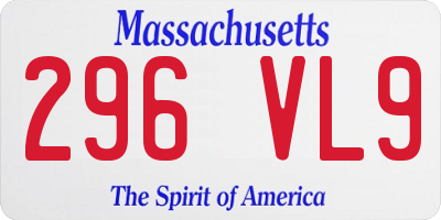 MA license plate 296VL9