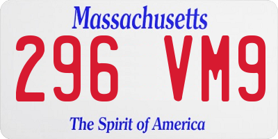 MA license plate 296VM9