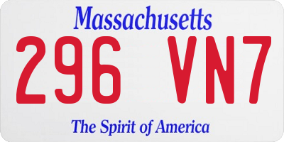 MA license plate 296VN7