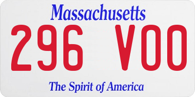 MA license plate 296VO0