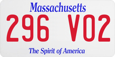 MA license plate 296VO2