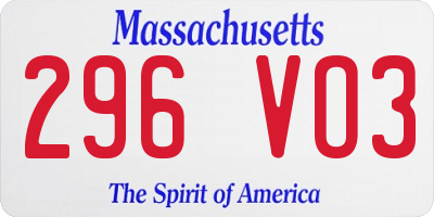 MA license plate 296VO3