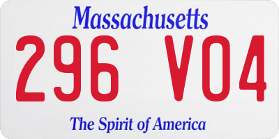 MA license plate 296VO4