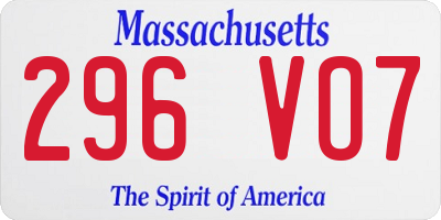 MA license plate 296VO7
