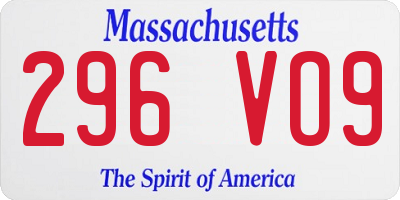 MA license plate 296VO9