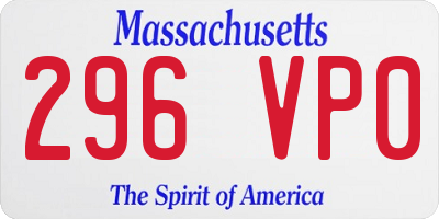 MA license plate 296VP0