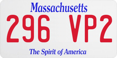 MA license plate 296VP2