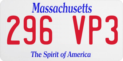 MA license plate 296VP3