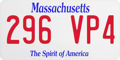 MA license plate 296VP4