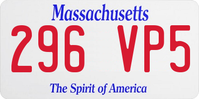 MA license plate 296VP5